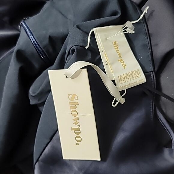 Showpo Nwt DAZZLING LIGHTS DRESS IN NAVY SATIN - Picture 13 of 15